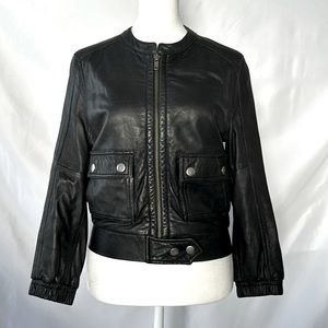 Joie Women’s Black Leather Jacket Silk Lined S